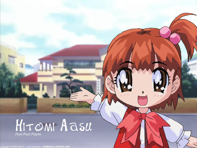 Girl red bow pointing house free wallpaper for desktop - medium preview image