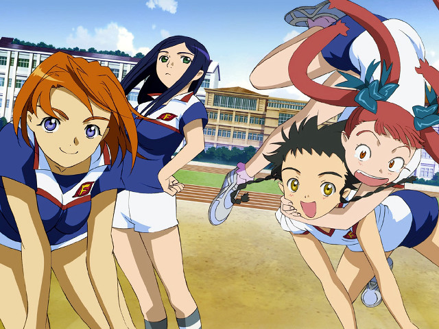 Anime girls field building baseball free wallpaper for desktop - medium preview image