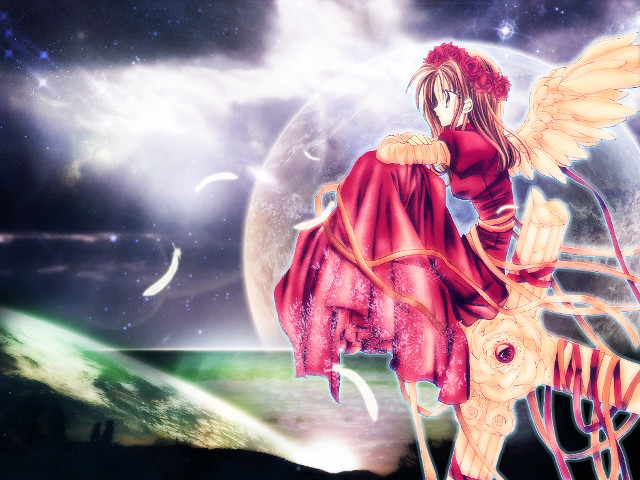 Girl horse moon planet fantasy free wallpaper for desktop - medium preview image