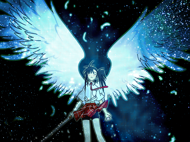 Girl wings sky stars clouds free wallpaper for desktop - medium preview image