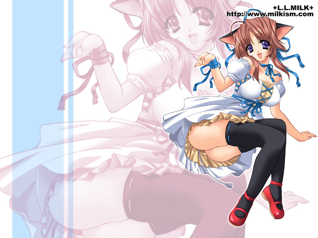 Anime girl cat ears dress free wallpaper for desktop - medium preview image