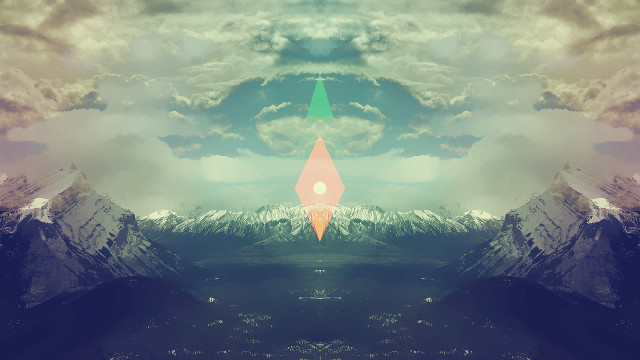 Mountain range green pink triangle free wallpaper for desktop - medium preview image