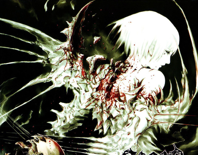 Demonic bloodied creature knife biopunk free wallpaper for desktop - medium preview image