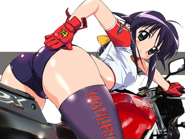 Motorcycle woman anime gear gloves free wallpaper for desktop - medium preview image