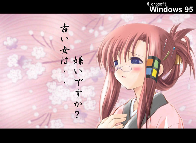 Pink hair glasses vaporwave kimono free wallpaper for desktop - medium preview image