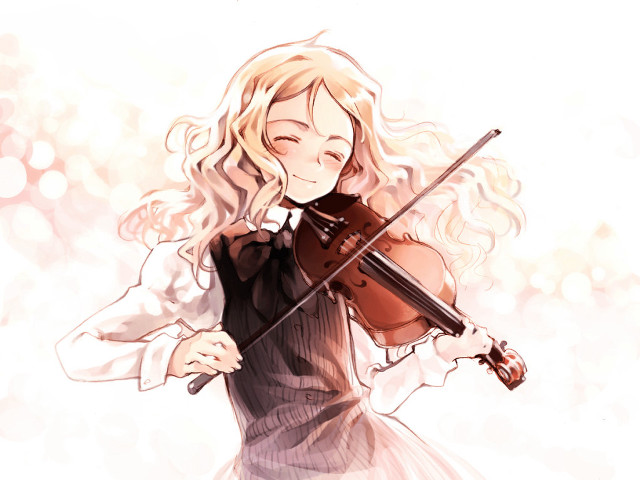 Woman dress violin blonde joy free wallpaper for desktop - medium preview image