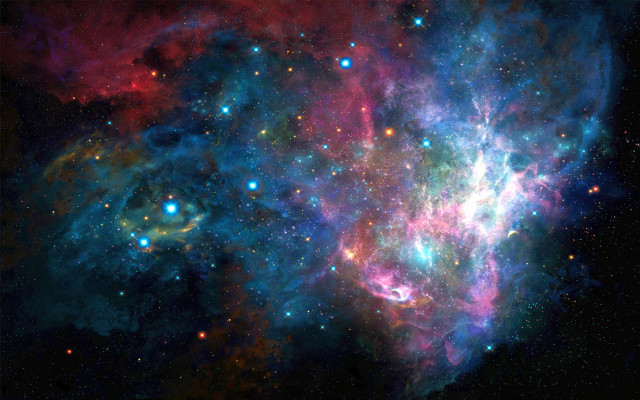 Colorful space stars cluster black free wallpaper for desktop - medium preview image