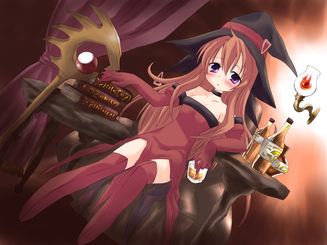 Witch bottle beer anime fantasy free wallpaper for desktop - medium preview image