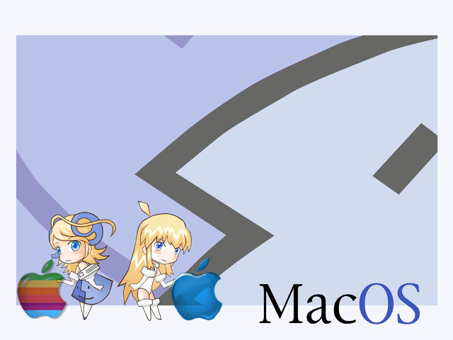 Macos apple logo two girls free wallpaper for desktop - medium preview image