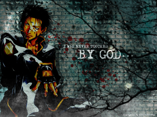 Gothic anime guy blood brickwall free wallpaper for desktop - medium preview image