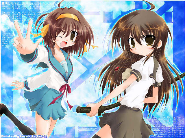 Anime girls baseball bat school free wallpaper for desktop - medium preview image