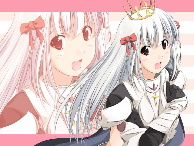 White hair anime girls crown free wallpaper for desktop - medium preview image