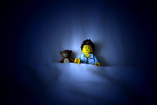 Lego man teddy bear dark free wallpaper for desktop - medium preview image