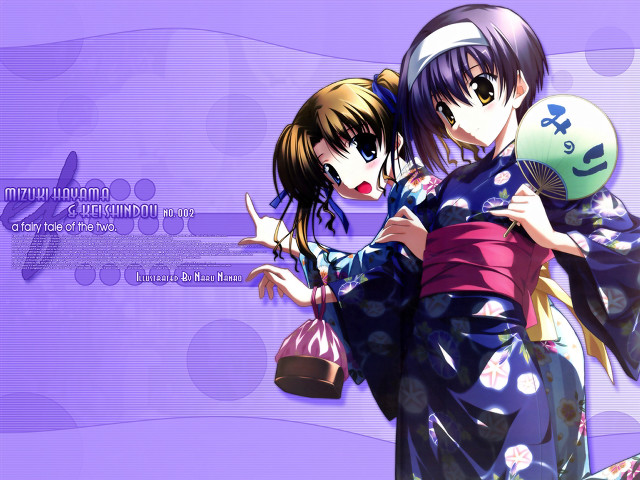 Anime girls hug purple background #3 free wallpaper for desktop - medium preview image