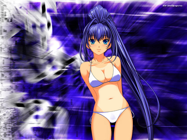 Cartoon girl bikini longhair blueeyes free wallpaper for desktop - medium preview image