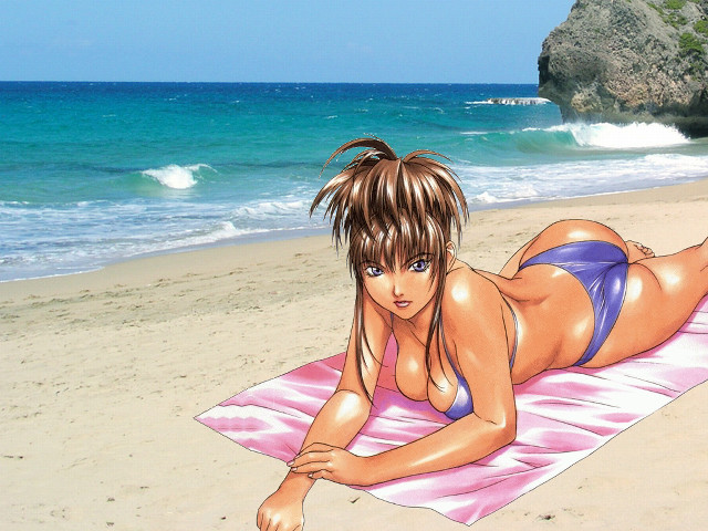 Beach woman bluebikini laying on free wallpaper for desktop - medium preview image