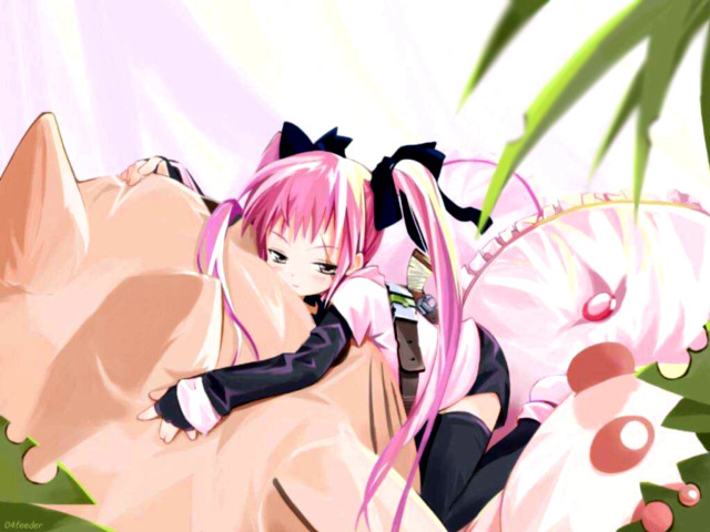 Pink hair flower bed anime free wallpaper for desktop - medium preview image