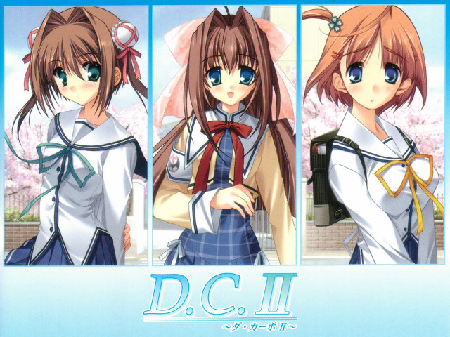 Girl schooluniform longhair bow bluebackground free wallpaper for desktop - medium preview image