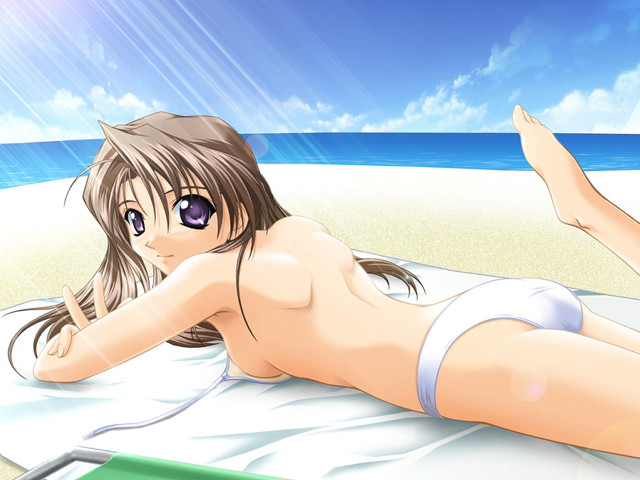 Beach woman reading sunlight bikini free wallpaper for desktop - medium preview image