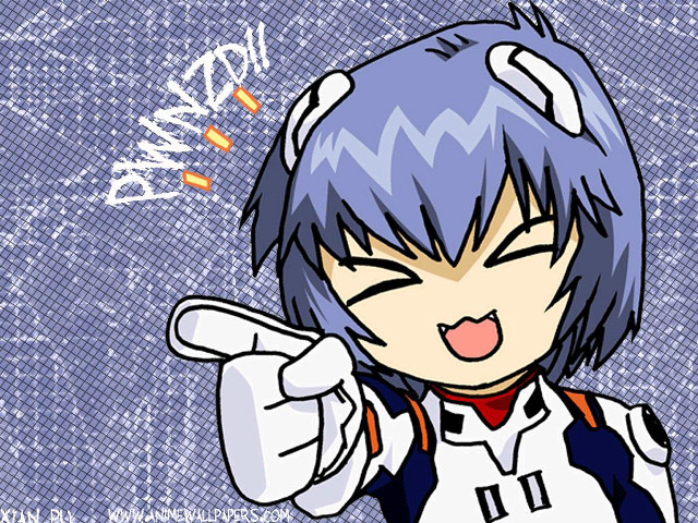 Cartoon bluehair pointing camera anime free wallpaper for desktop - medium preview image