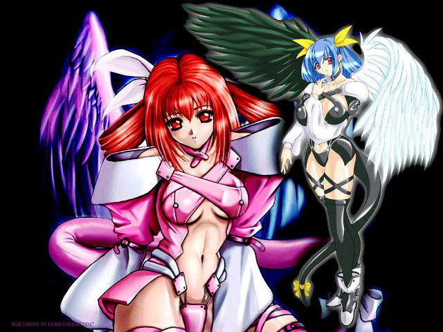 Angel girls demon background pink free wallpaper for desktop - medium preview image