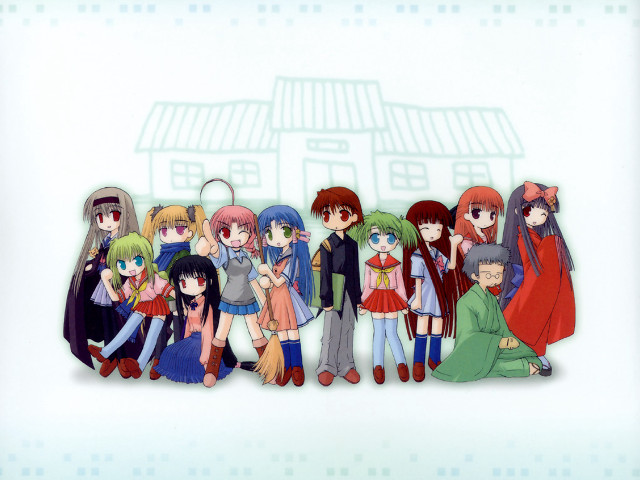 Anime girls group building sky #8 free wallpaper for desktop - medium preview image