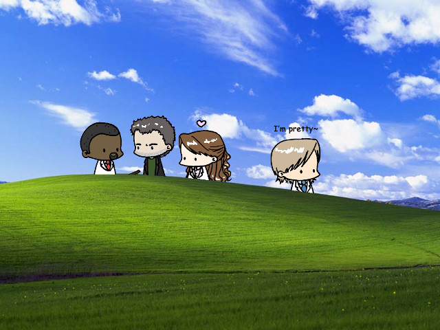 Hill people clouds blue sky free wallpaper for desktop - medium preview image