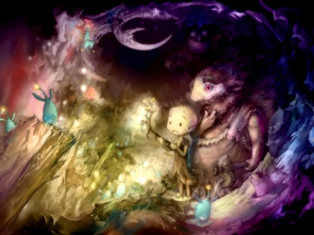 Woman teddy bear cave moon free wallpaper for desktop - medium preview image