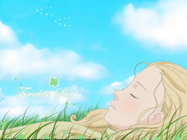 Girl grass dreamlike sky blonde free wallpaper for desktop - medium preview image