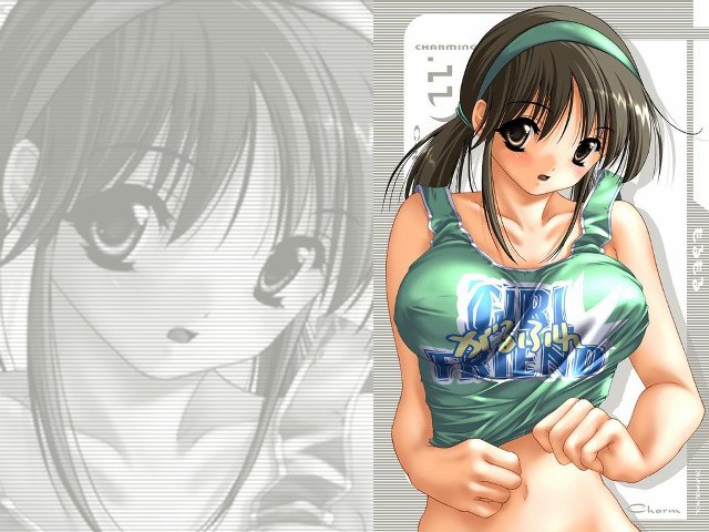 Girl green shirt hands on free wallpaper for desktop - medium preview image