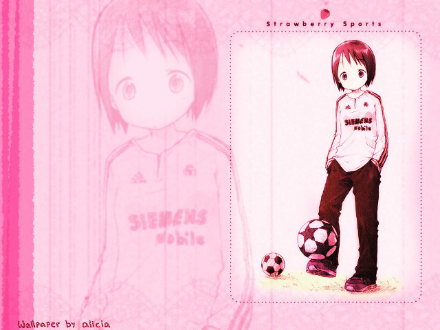 Girl soccerball pink background anime free wallpaper for desktop - medium preview image
