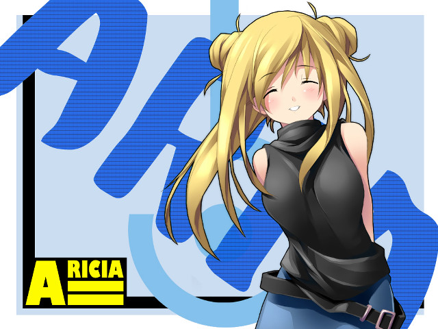 Blonde girl black top blue free wallpaper for desktop - medium preview image