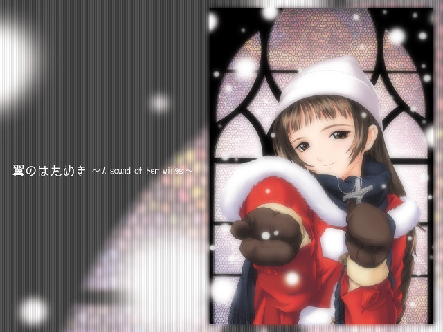 Girl red coat white hat free wallpaper for desktop - medium preview image