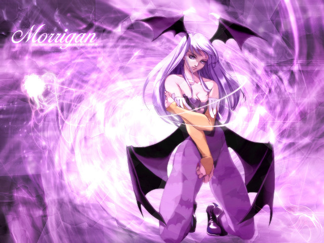 Demon girl purple wings energy free wallpaper for desktop - medium preview image