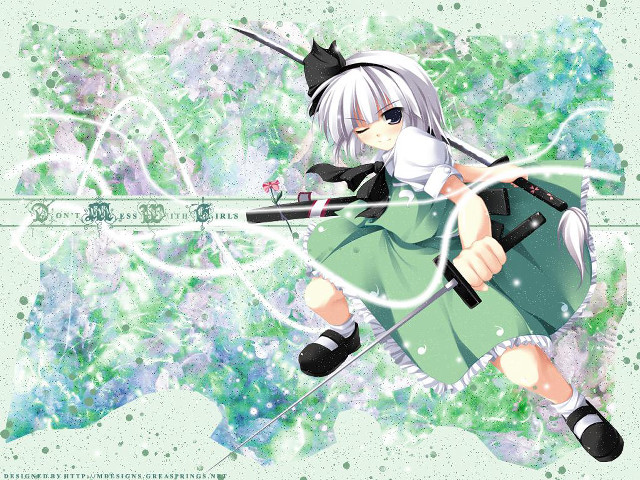 Anime girl bow arrow green free wallpaper for desktop - medium preview image