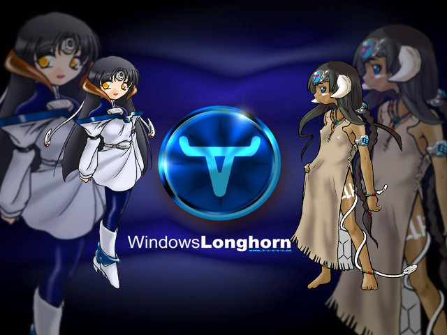 Anime girls windows longhorn blue free wallpaper for desktop - medium preview image