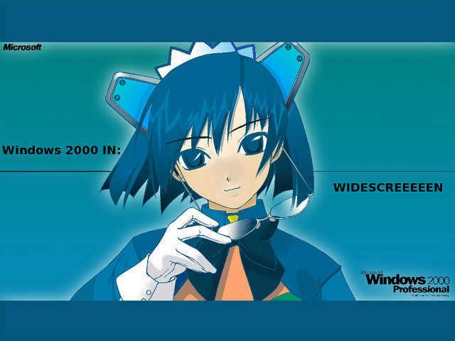 Blue hair windows 2000 screenshot free wallpaper for desktop - medium preview image