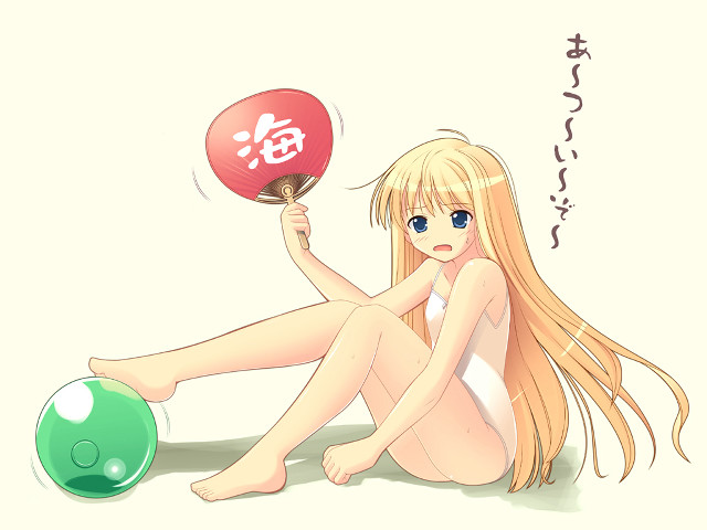 Girl balloon beachball manga summer free wallpaper for desktop - medium preview image