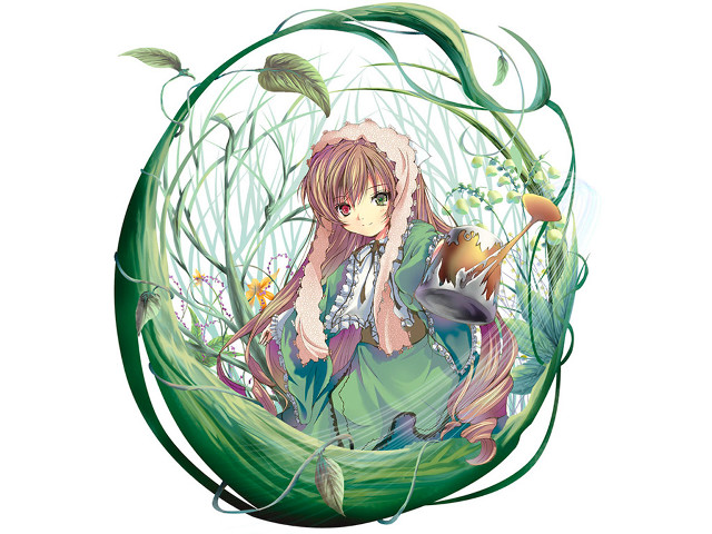Girl greencircle bird plant dress free wallpaper for desktop - medium preview image