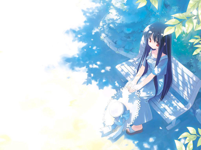 Girl park bench hair sitting free wallpaper for desktop - medium preview image