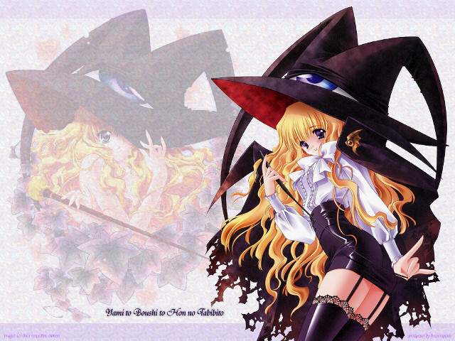 Anime blonde witch hat lace free wallpaper for desktop - medium preview image