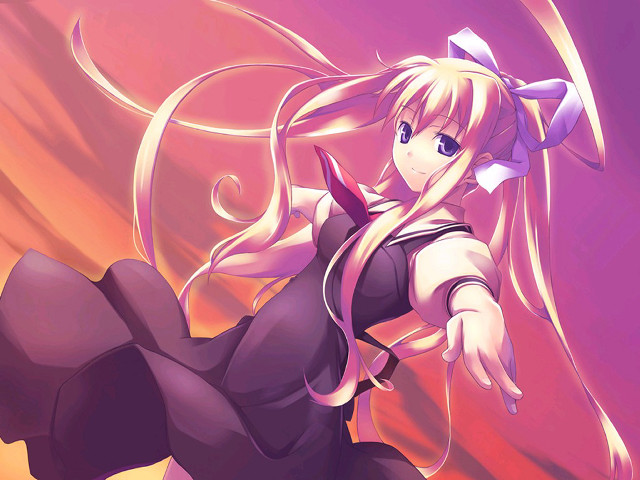 Anime girl long hair bow #3 free wallpaper for desktop - medium preview image