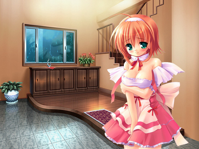 Pink dress woman room plant free wallpaper for desktop - medium preview image