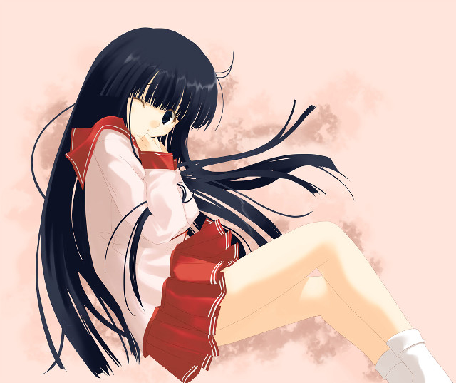 Girl long hair sitting school free wallpaper for desktop - medium preview image