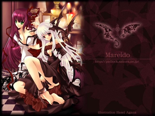 Anime gothic argyle bed wings free wallpaper for desktop - medium preview image