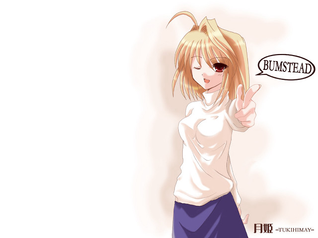 Girl ponytail pointing thought bubble free wallpaper for desktop - medium preview image