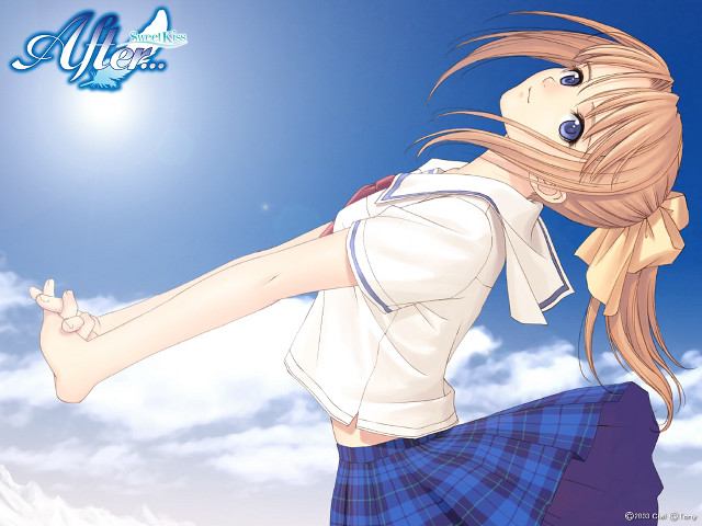 Girl flying school uniform blue free wallpaper for desktop - medium preview image