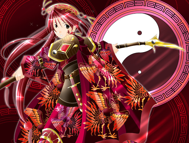 Red dress samurai armor halo free wallpaper for desktop - medium preview image
