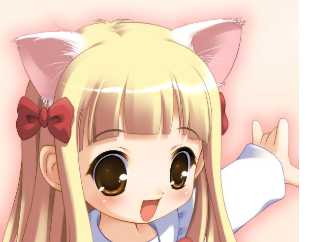 Blonde girl cat ears blue free wallpaper for desktop - medium preview image