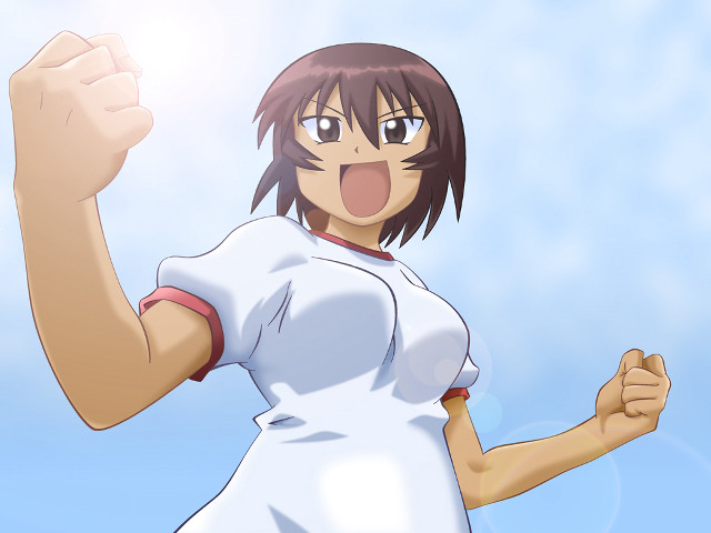 Woman white shirt raising fist free wallpaper for desktop - medium preview image